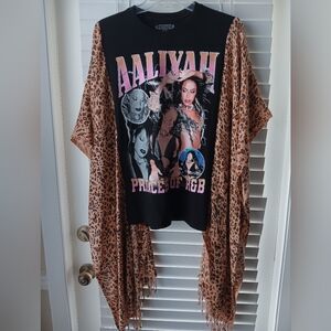 Upcycled Aaliyah Graphic Tshirt Poncho